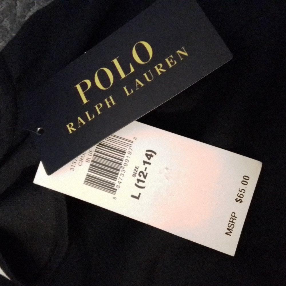 NWT Polo Ralph Lauren Cruise I Blue Ruffled Stretch Ponte Flutter Dress L 12-14 - Picture 5 of 5